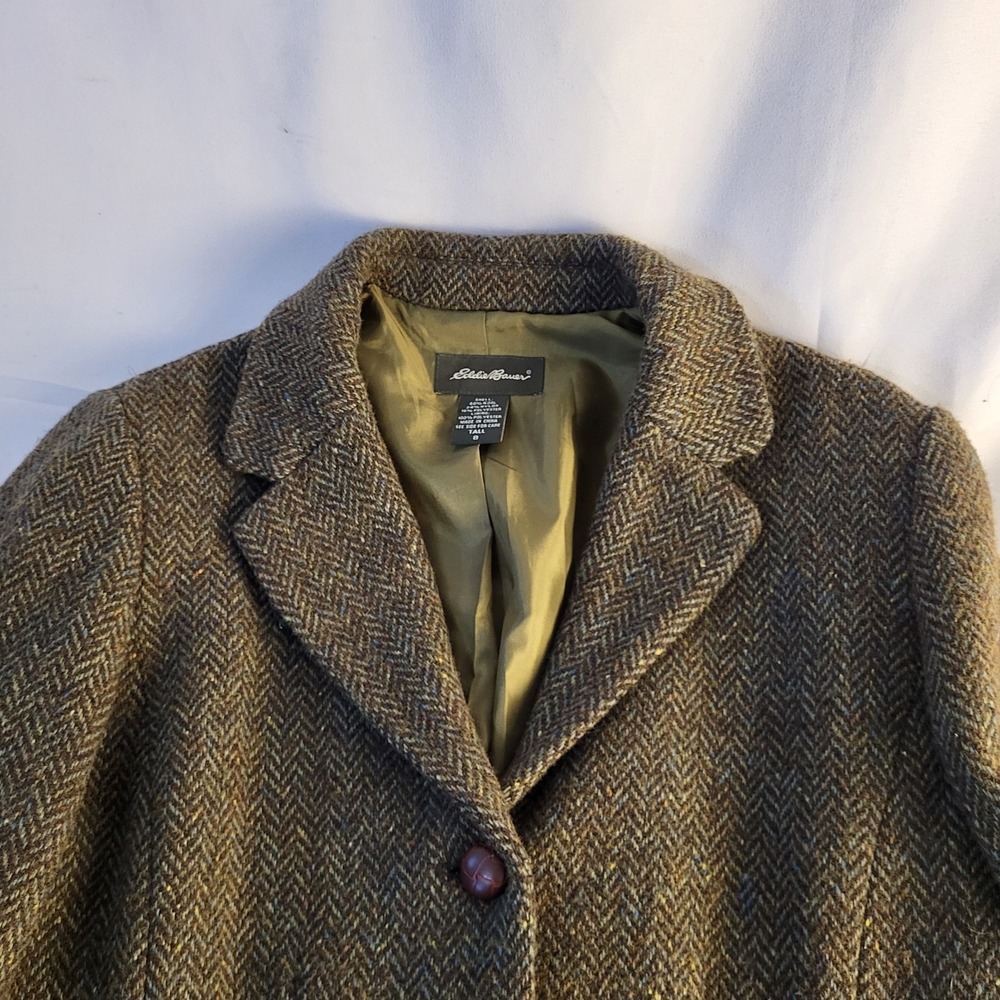 Eddie Bauer Womens 8 Tall Wool Blend Jacket Blazer Olive